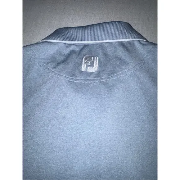 FootJoy Polo Shirt Mens XL Blue Striped Golf Performance Stretch Embroidered ECU - Picture 8 of 8